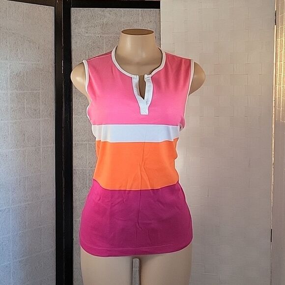 BRAND NEW KIM ROGER  MULTI-COLOR SLEEVELESS WOMEN'S GOLF SHIRT - Picture 2 of 12